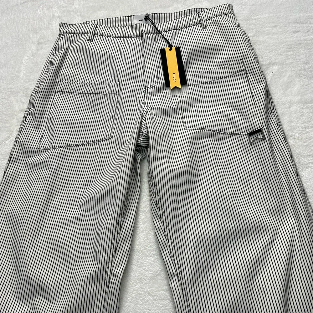 Rhude Pinstriped Front Pocket Pants White Black Men’s 2XL - Picture 3 of 9